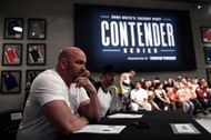 Dana White looks on closely during the proceedings of an episode of the 'Dana White's Tuesday Night Contender Series'
